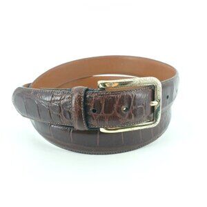 *Tommy Hilfiger Men's Size 42 Brown Handcrafted Leather Croc Print Casual belt